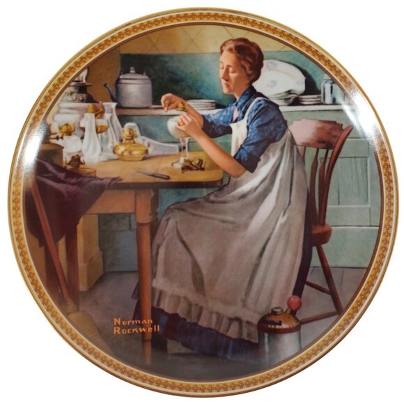 Vintage Norman Rockwell Collector Plate "Working in the Kitchen" 1983 - Picture 1 of 6
